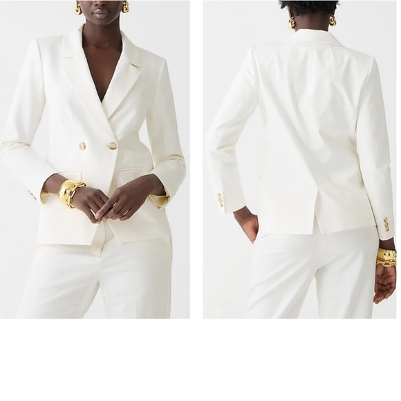 J.Crew Devon Blazer in Bi-stretch Cotton Blend Ivory Petite 00P NWT - Picture 2 of 8